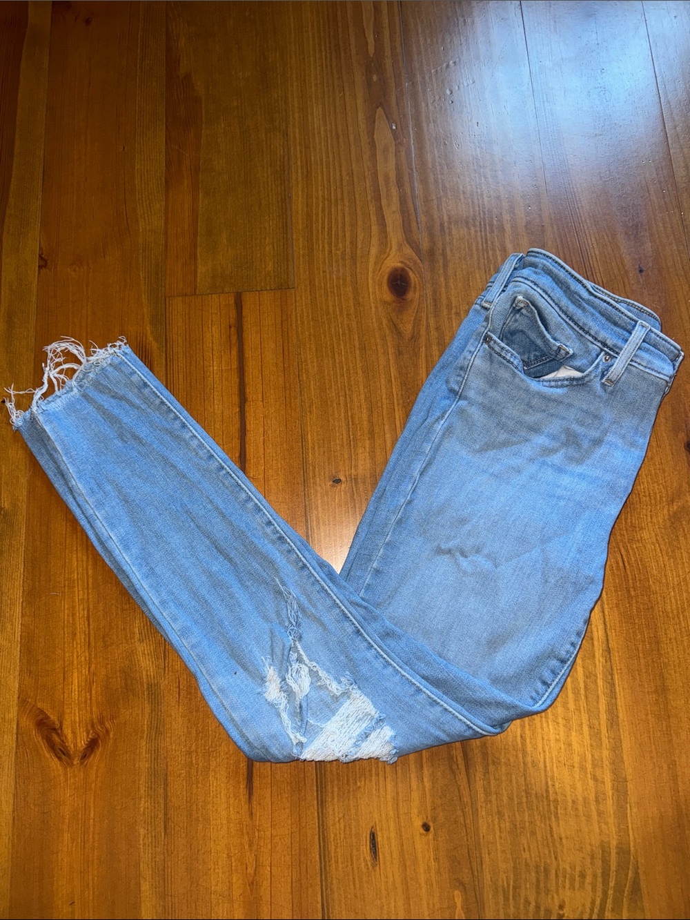 Levi's Light Blue Skinny Jeans with Distressed Knees